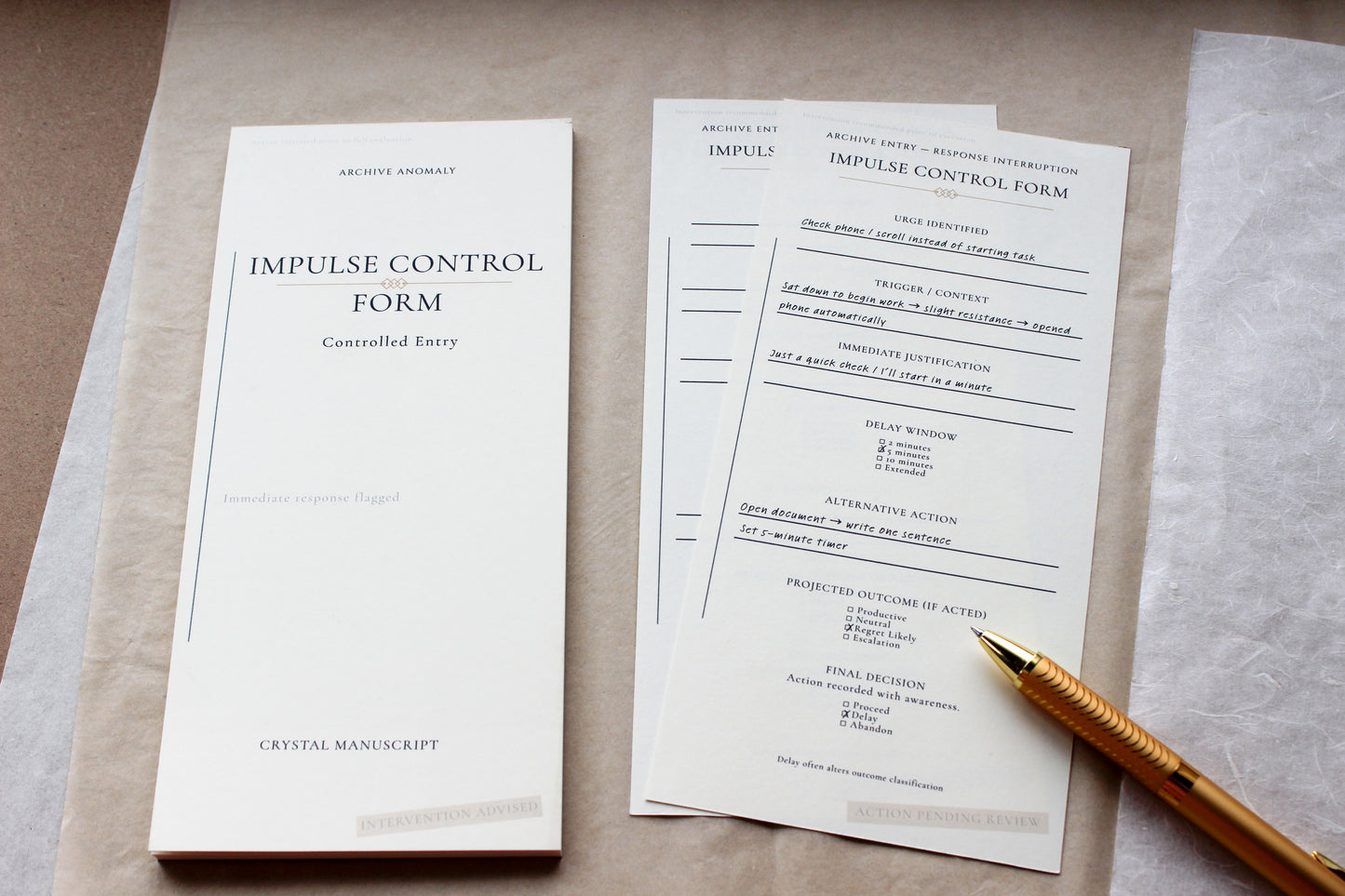 Impulse Control archive-inspired notepad by Crystal Manuscript