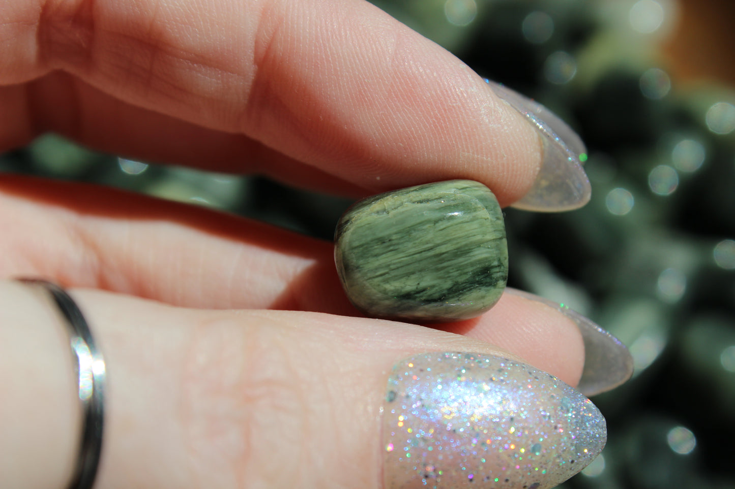 Green Hair Jasper Tumbled Mini Stones
