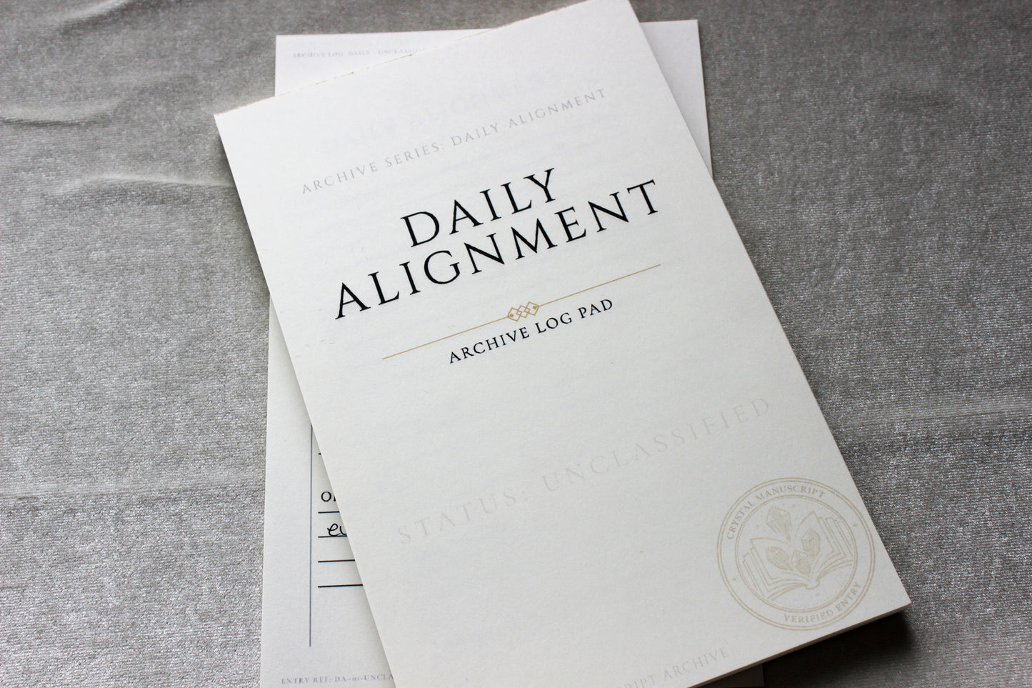 Daily Alignment archive-inspired notepad by Crystal Manuscript
