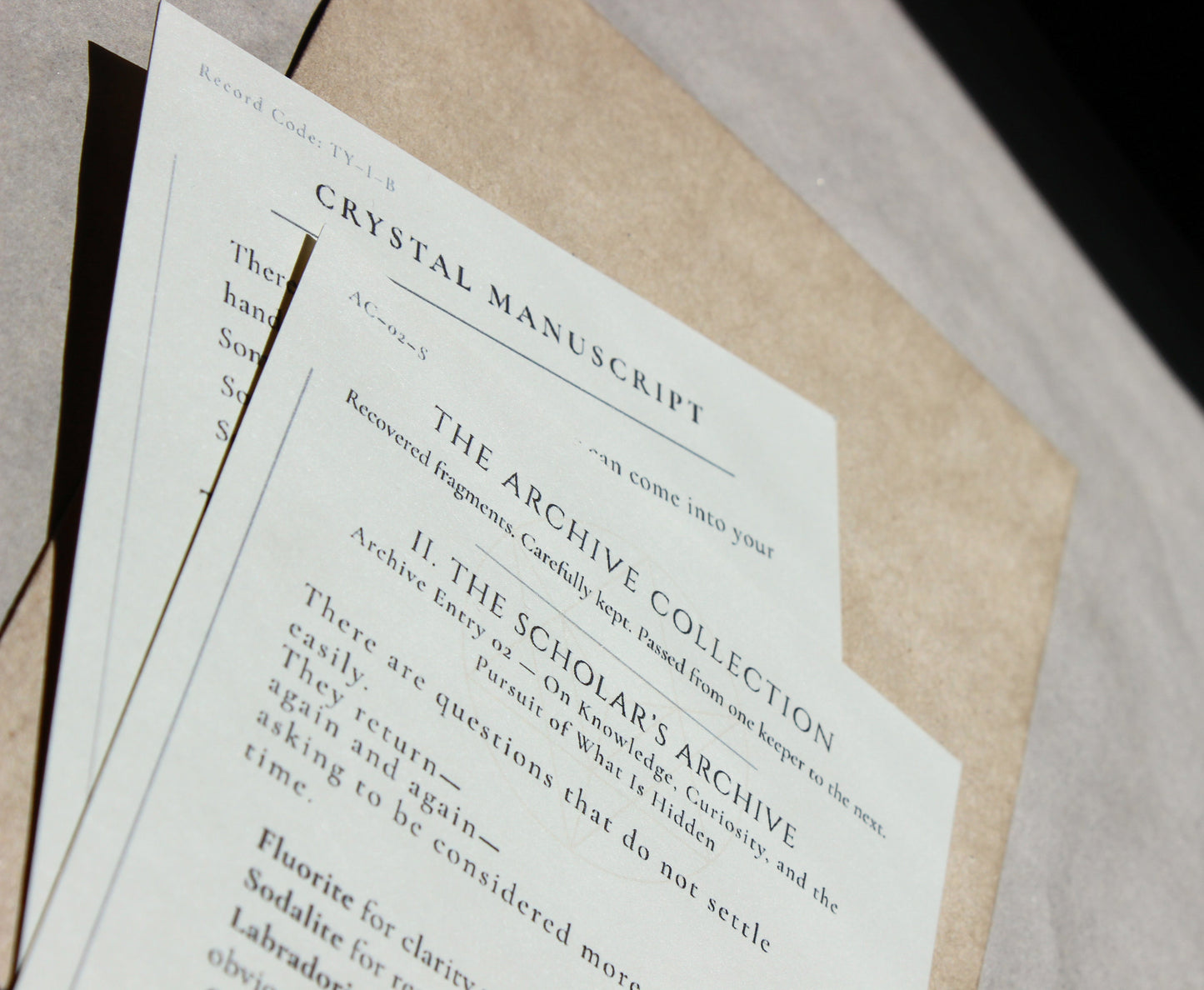 The Scholars Archive the archive collection by Crystal Manuscript