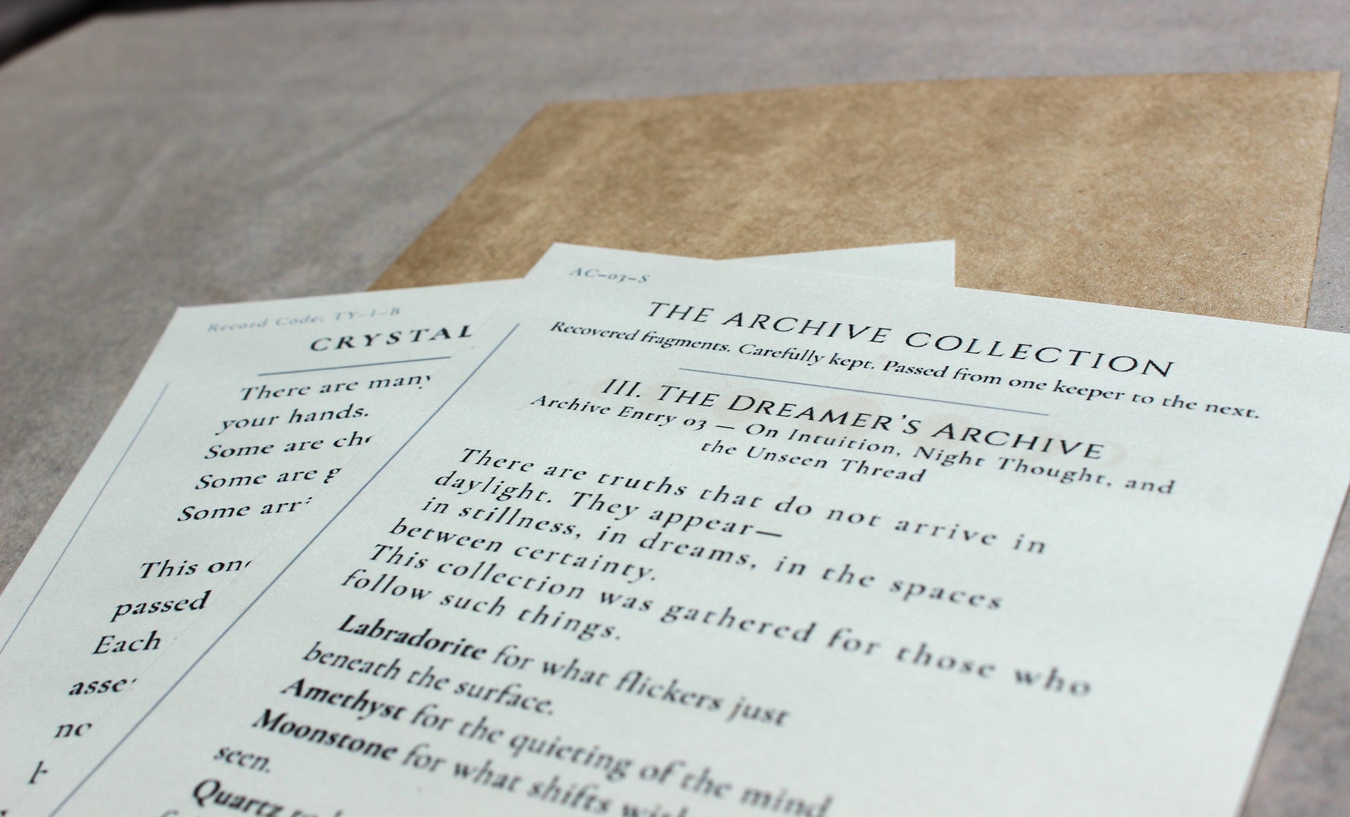 The Dreamers Archive the archive collection by Crystal Manuscript
