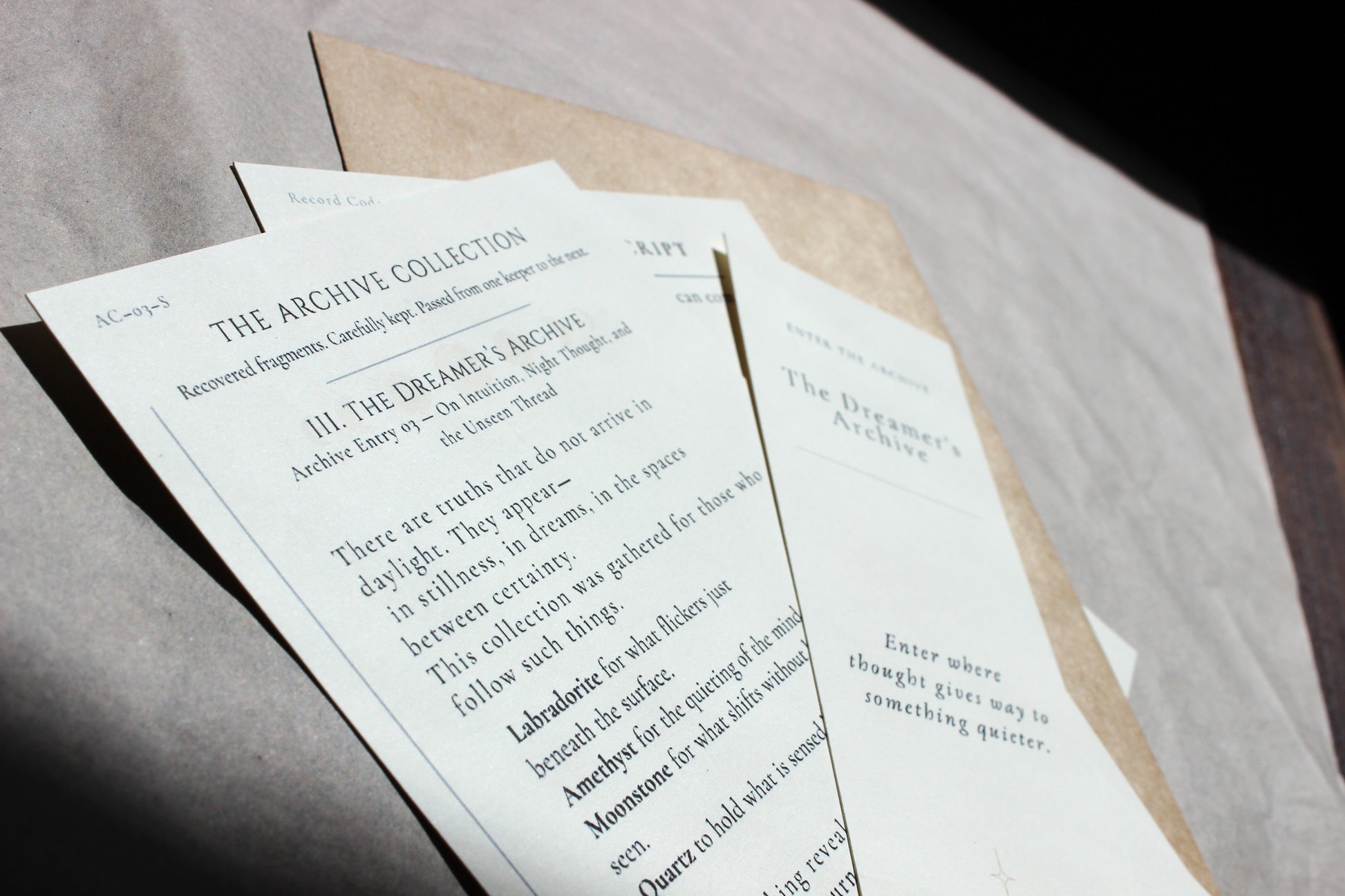 The Dreamers Archive the archive collection by Crystal Manuscript