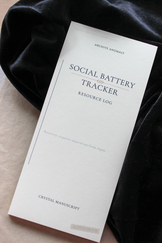 Social Battery Tracker archive-inspired notepad by Crystal Manuscript