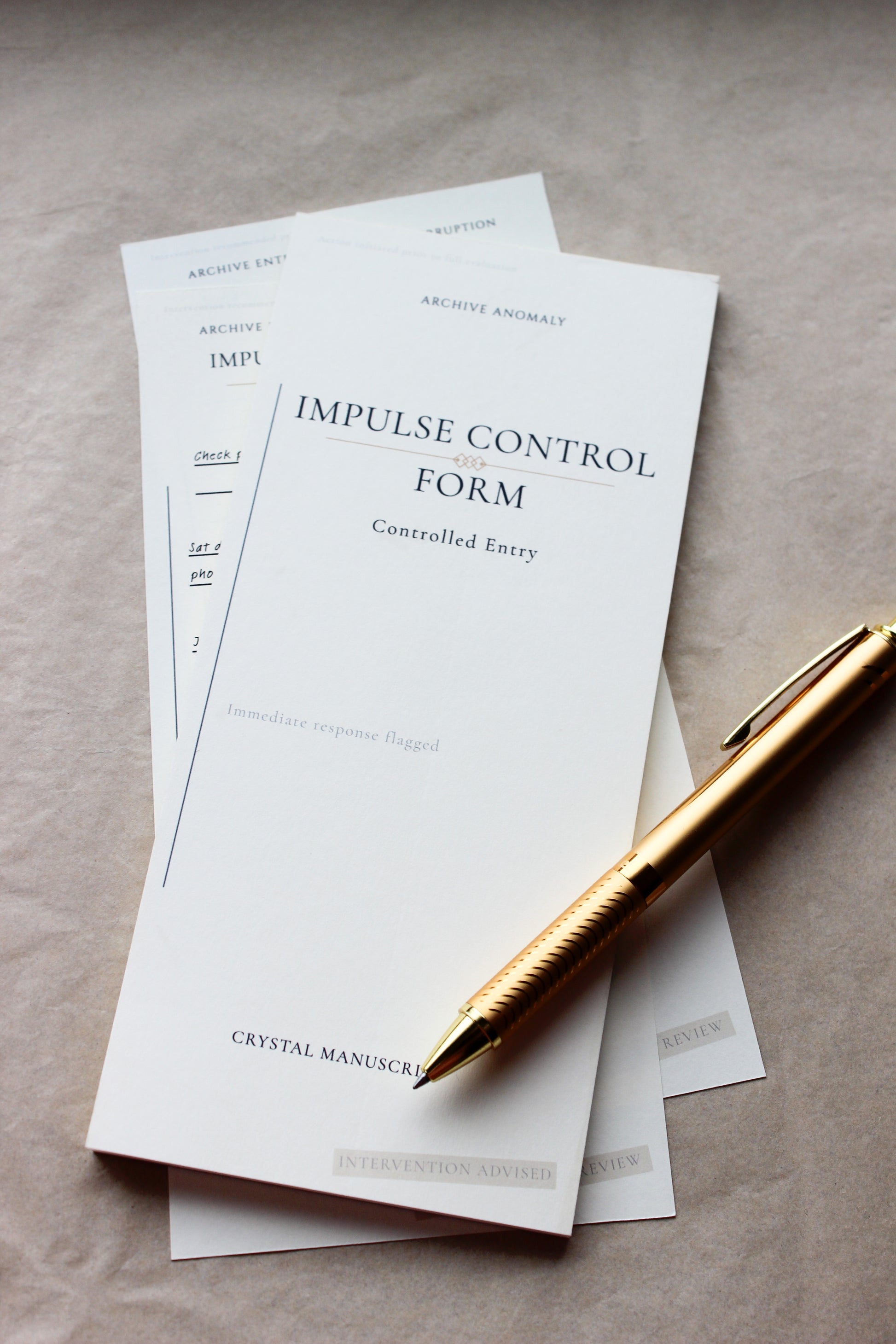 Impulse Control archive-inspired notepad by Crystal Manuscript
