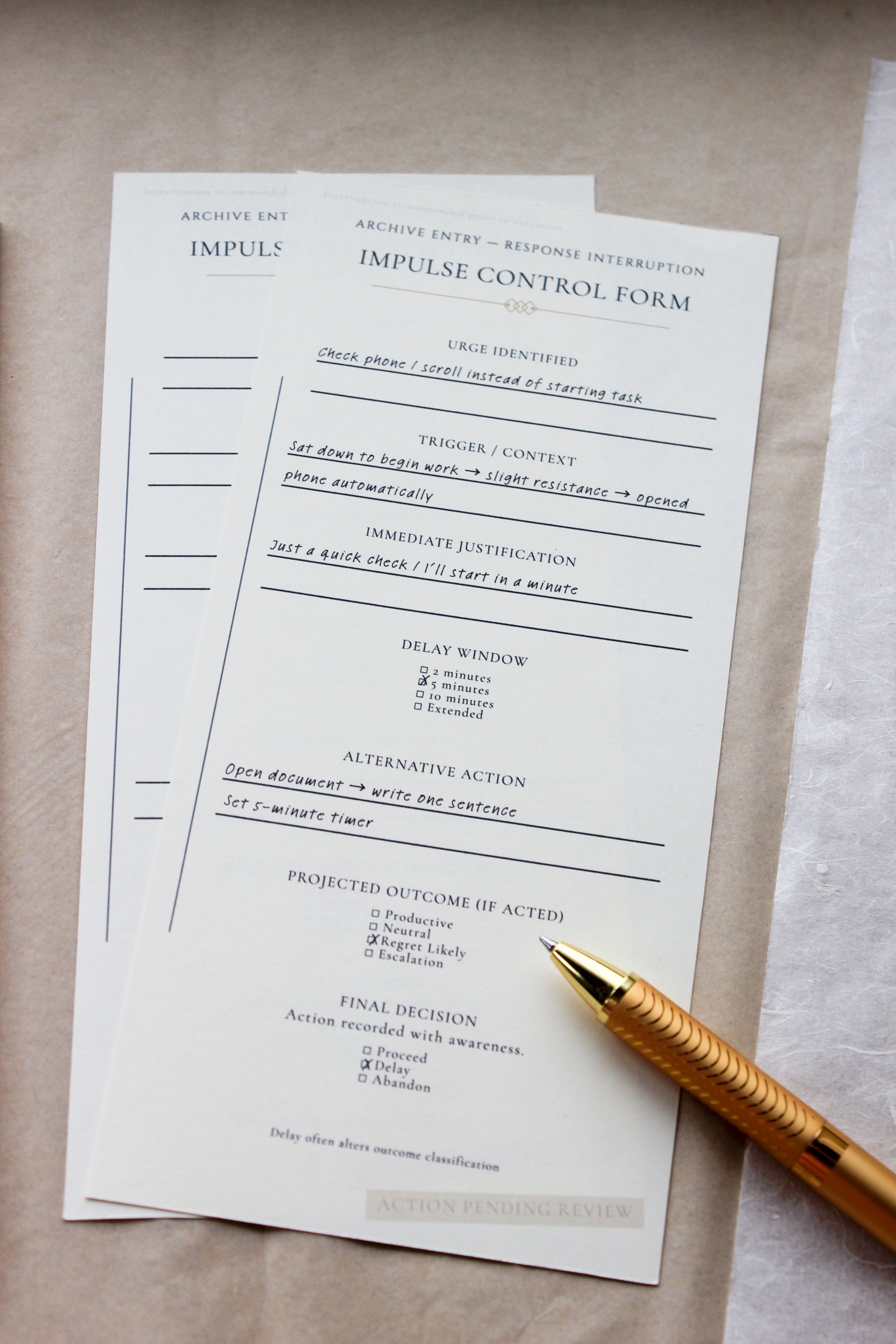 Impulse Control archive-inspired notepad by Crystal Manuscript