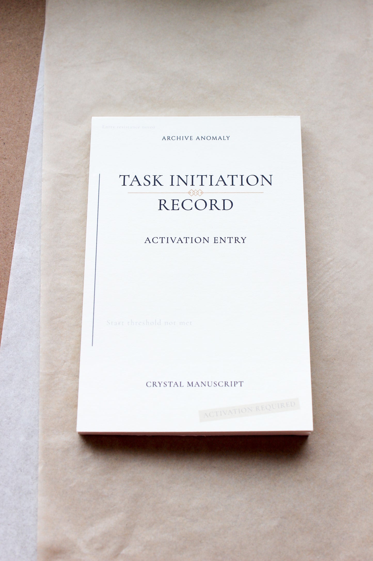 Task Initiation archive-inspired notepad by Crystal Manuscript