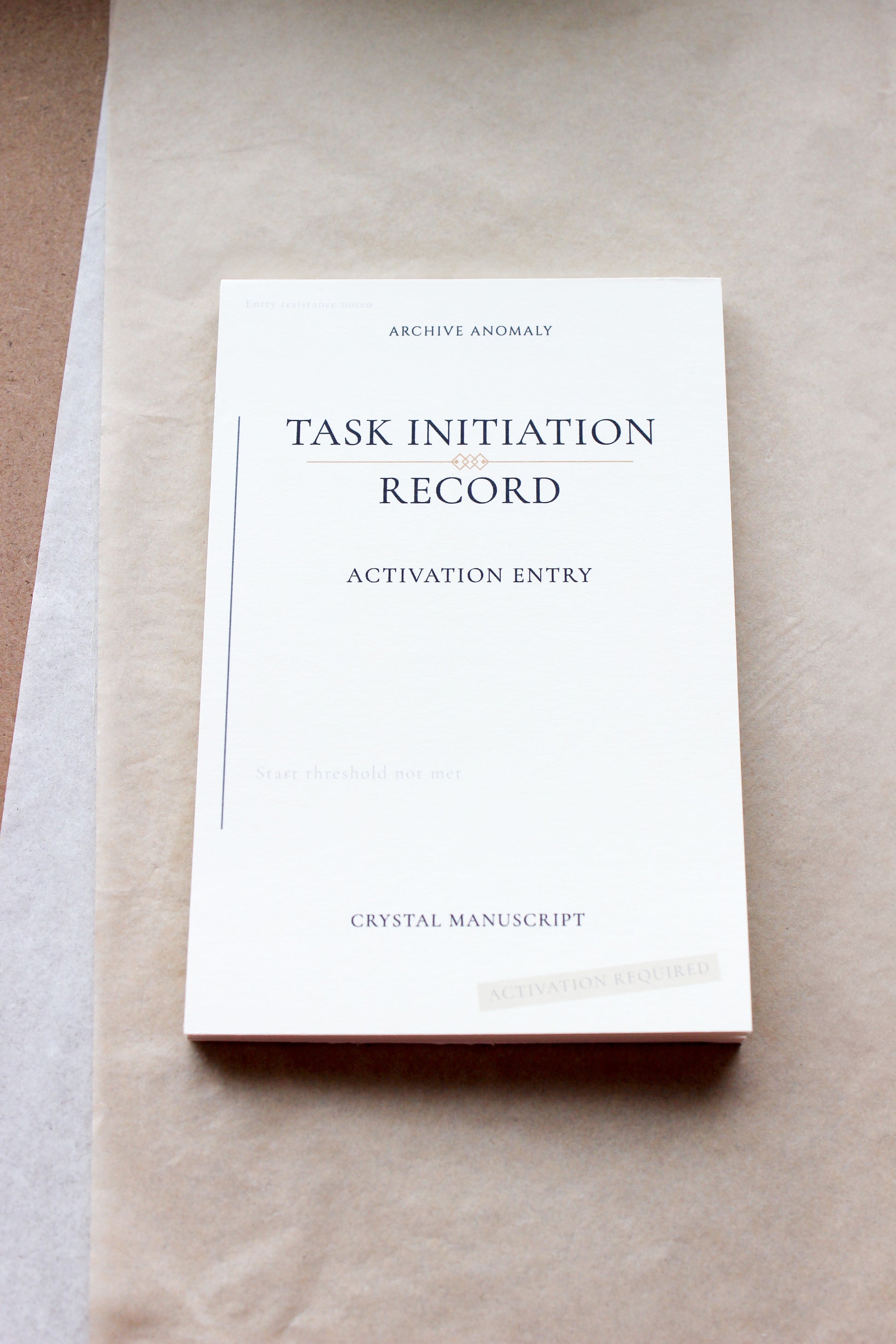 Task Initiation archive-inspired notepad by Crystal Manuscript