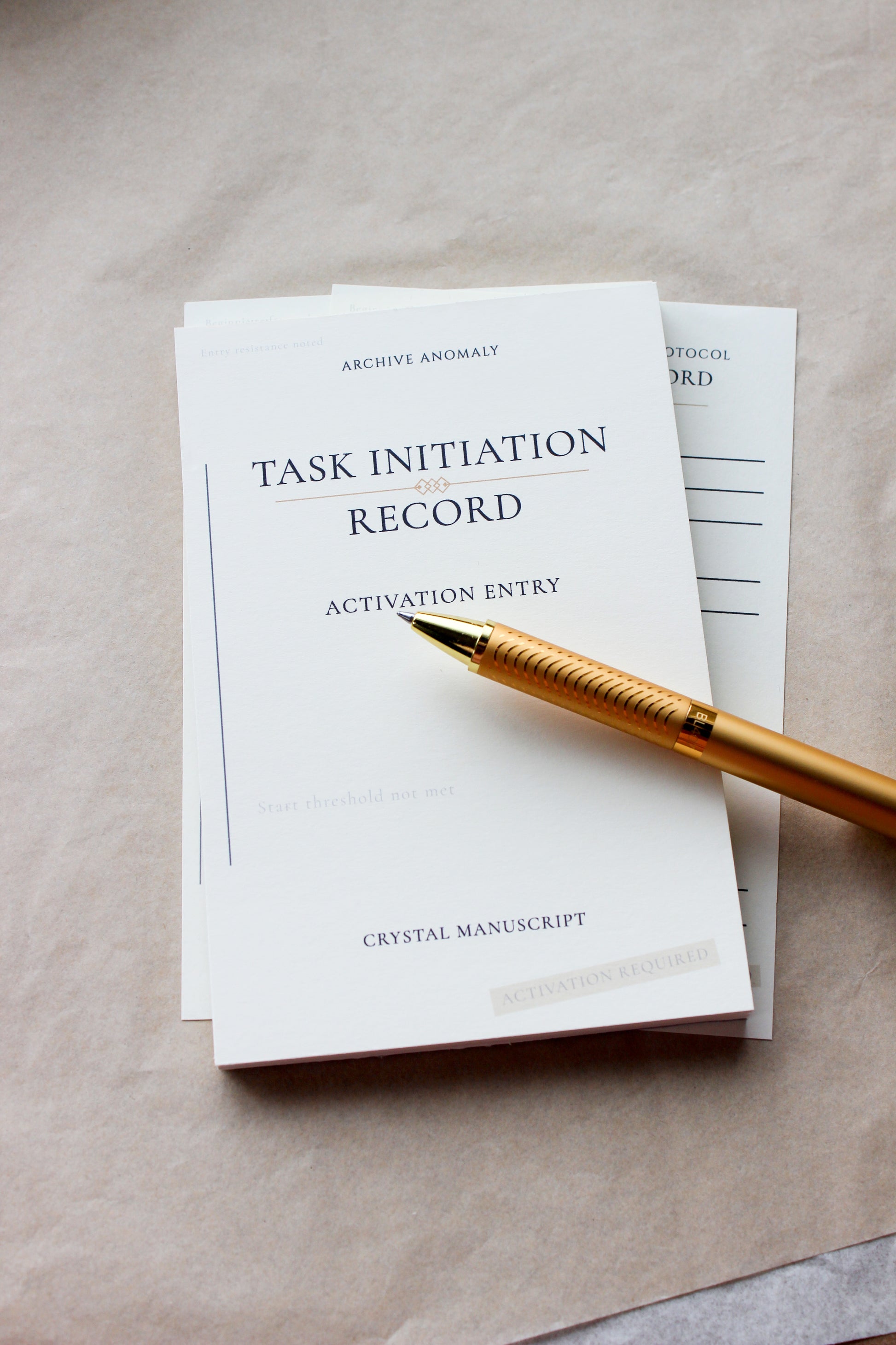 Task Initiation archive-inspired notepad by Crystal Manuscript