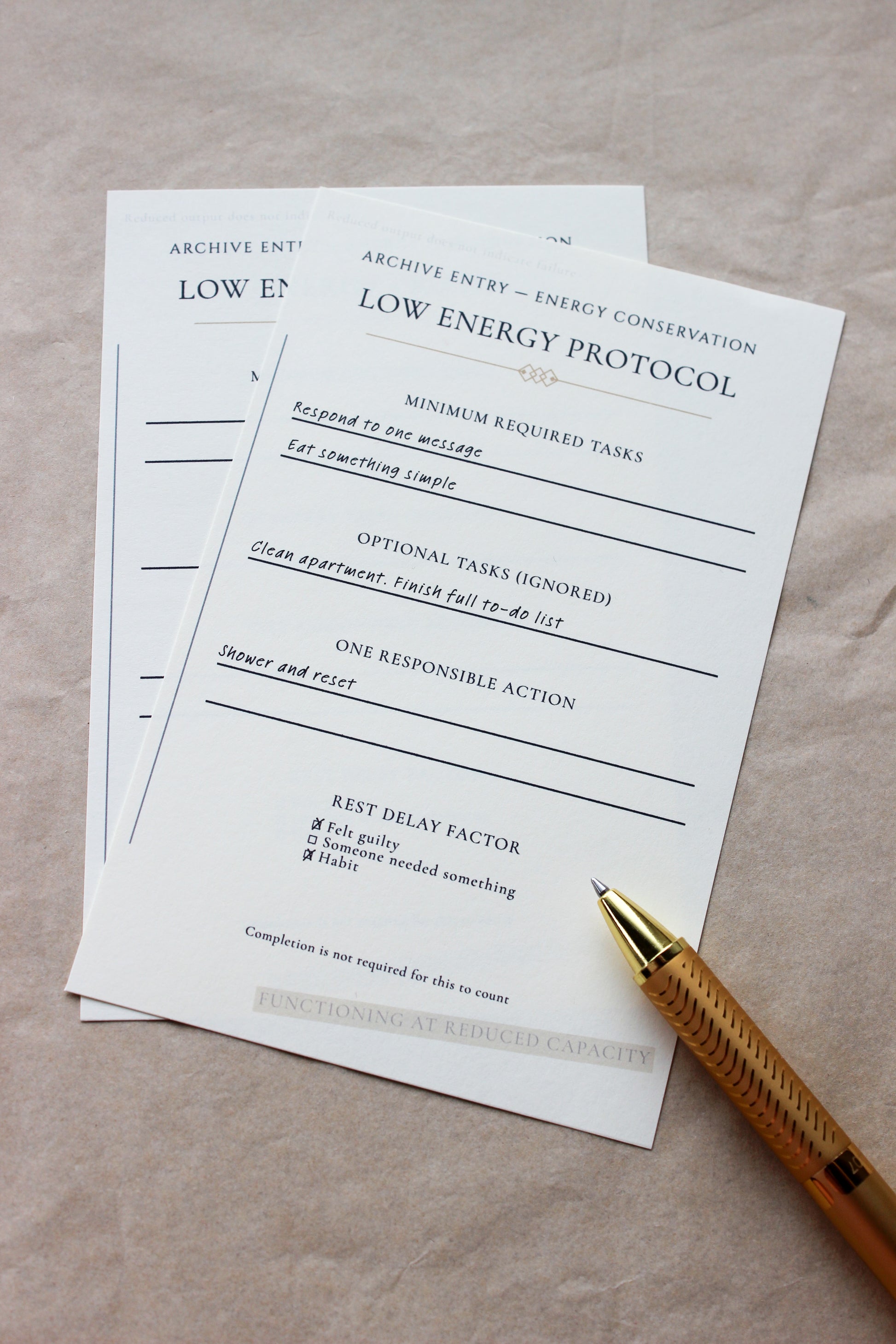 Low Energy Protocol archive-inspired notepad by Crystal Manuscript