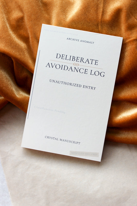 Deliberate Avoidance Log archive-inspired notepad by Crystal Manuscript