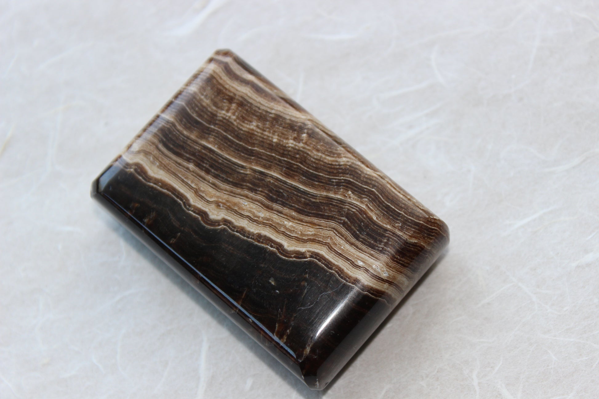 Chocolate Calcite Rectangular Palm Stone specimen objects by Crystal Manuscript