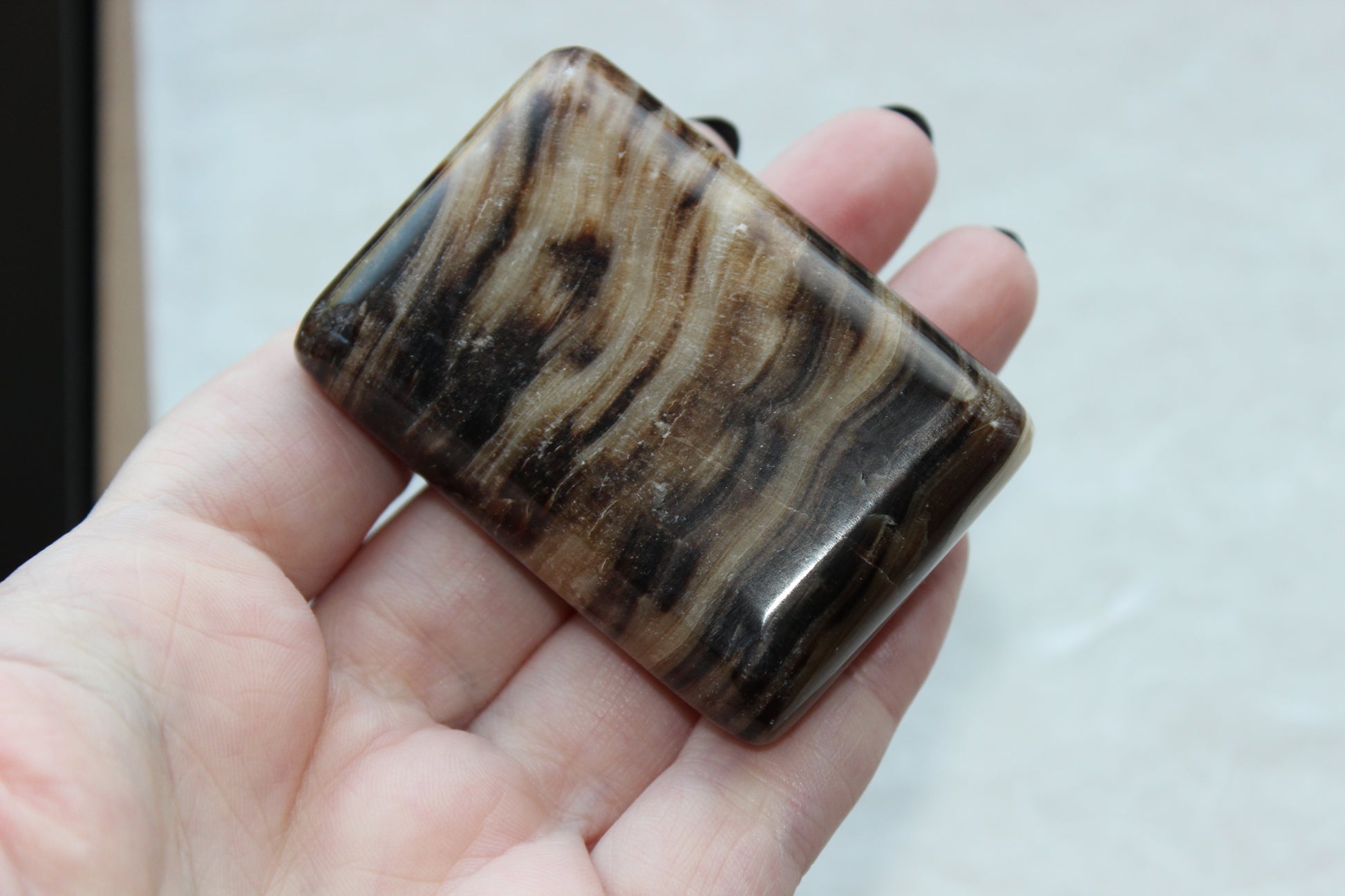 Chocolate Calcite Rectangular Palm Stone specimen objects by Crystal Manuscript