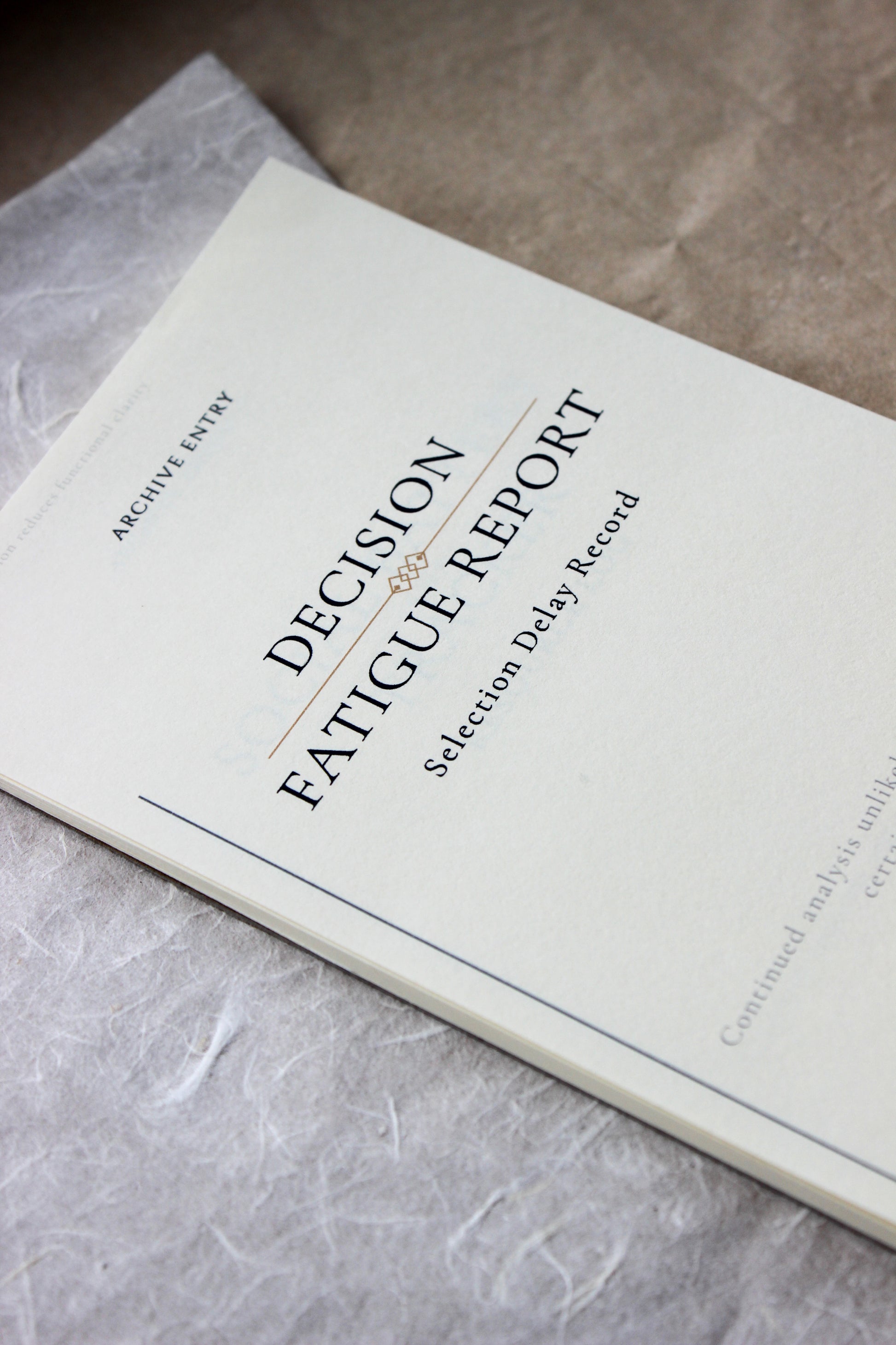 Decision Fatigue Report Notepad archive-inspired notepad by Crystal Manuscript