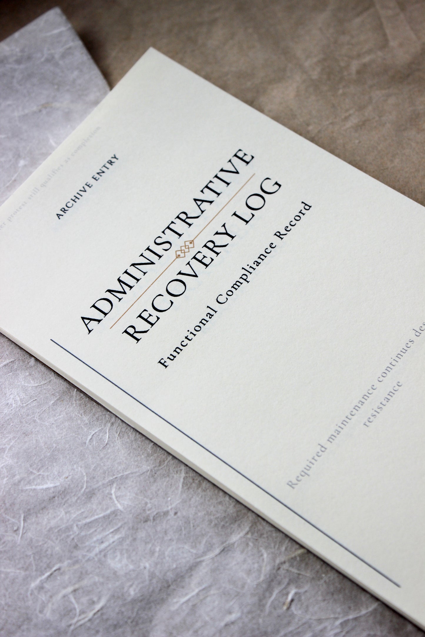 Administrative Recovery Log Notepad archive-inspired notepad by Crystal Manuscript