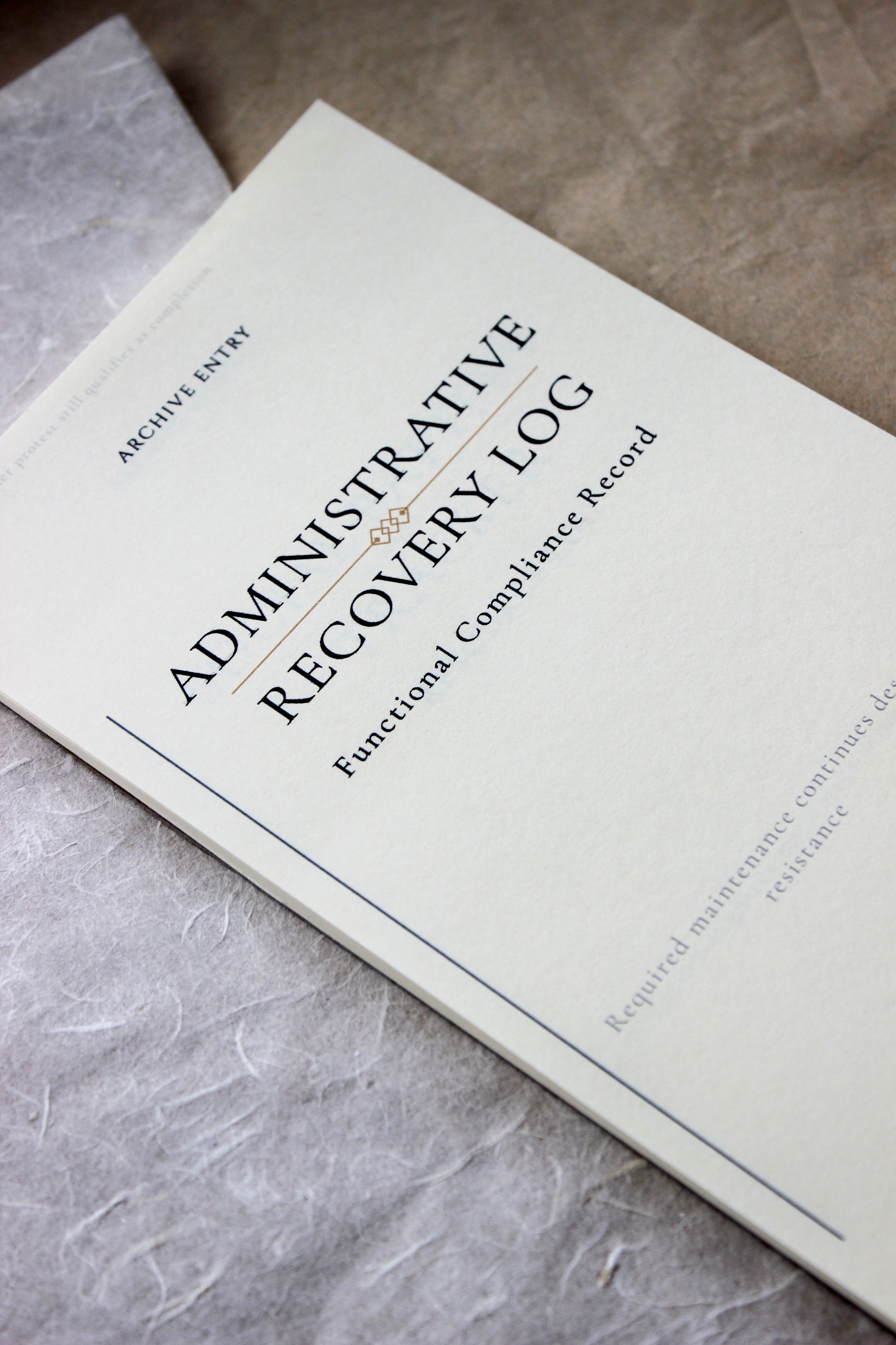 Administrative Recovery Log Notepad archive-inspired notepad by Crystal Manuscript