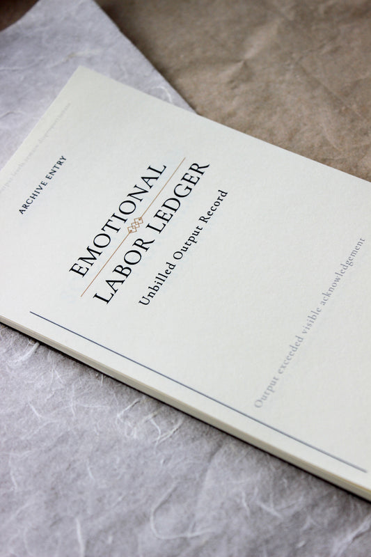 Emotional Labor Ledger Notepad archive-inspired notepad by Crystal Manuscript