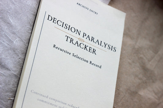 Decision Paralysis Tracker Notepad archive-inspired notepad by Crystal Manuscript