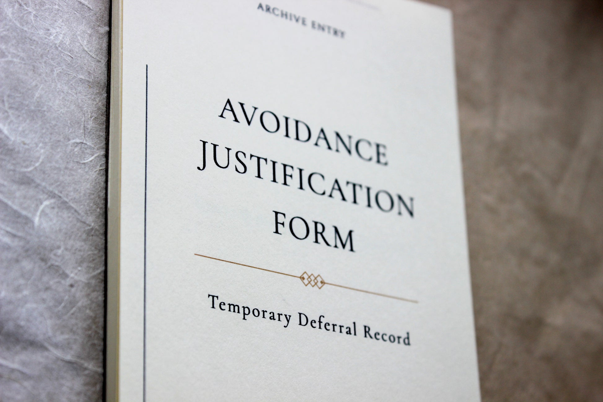 Avoidance Justification Form Notepad archive-inspired notepad by Crystal Manuscript
