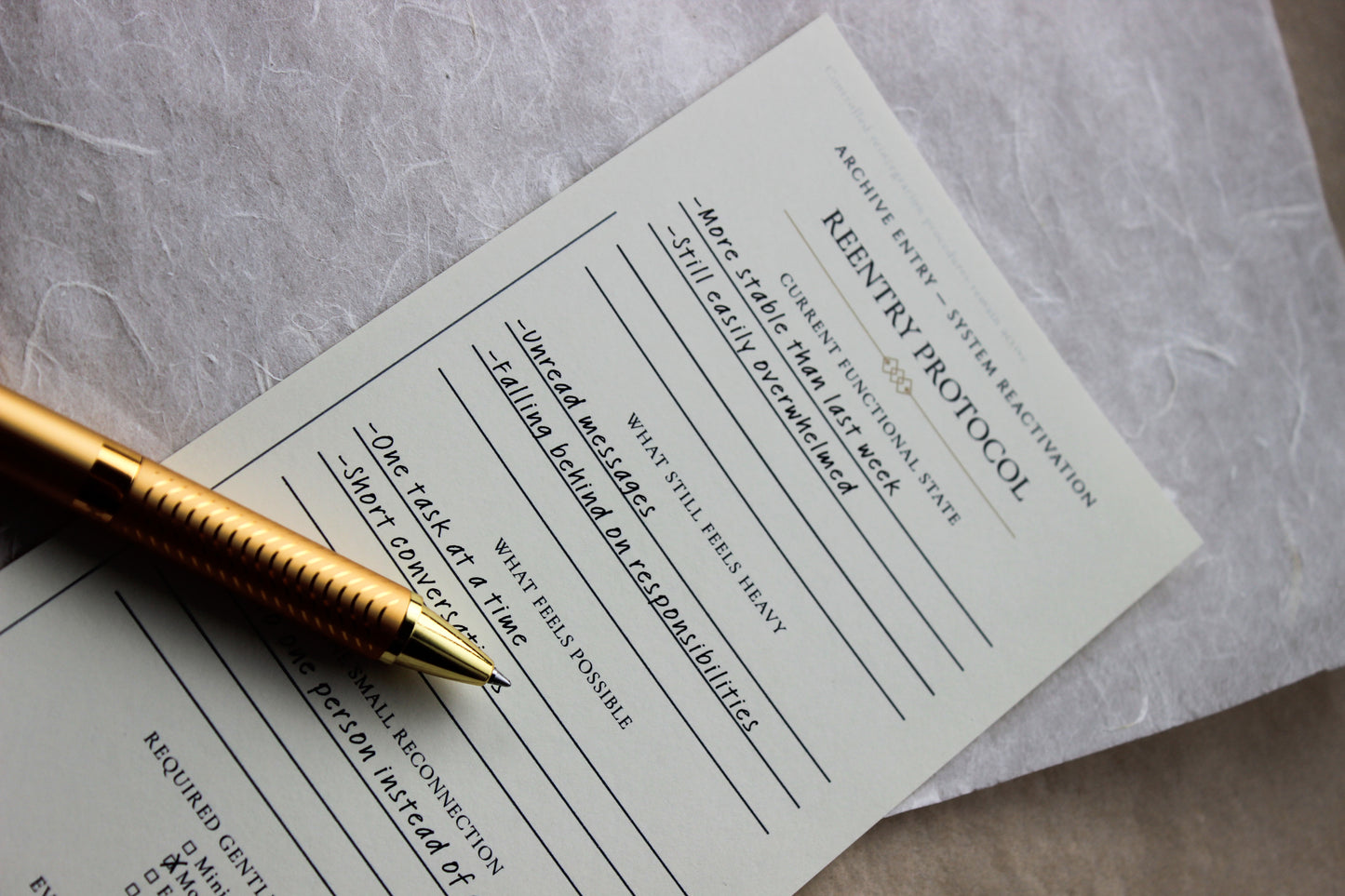 Reentry Protocol Notepad archive-inspired notepad by Crystal Manuscript
