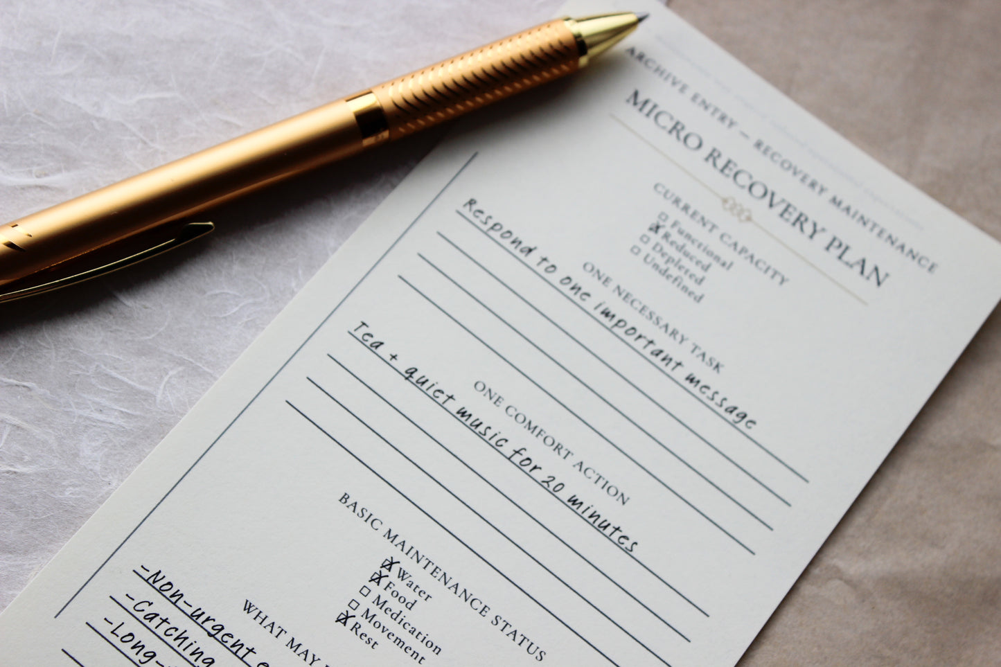 Micro Recovery Plan Notepad archive-inspired notepad by Crystal Manuscript