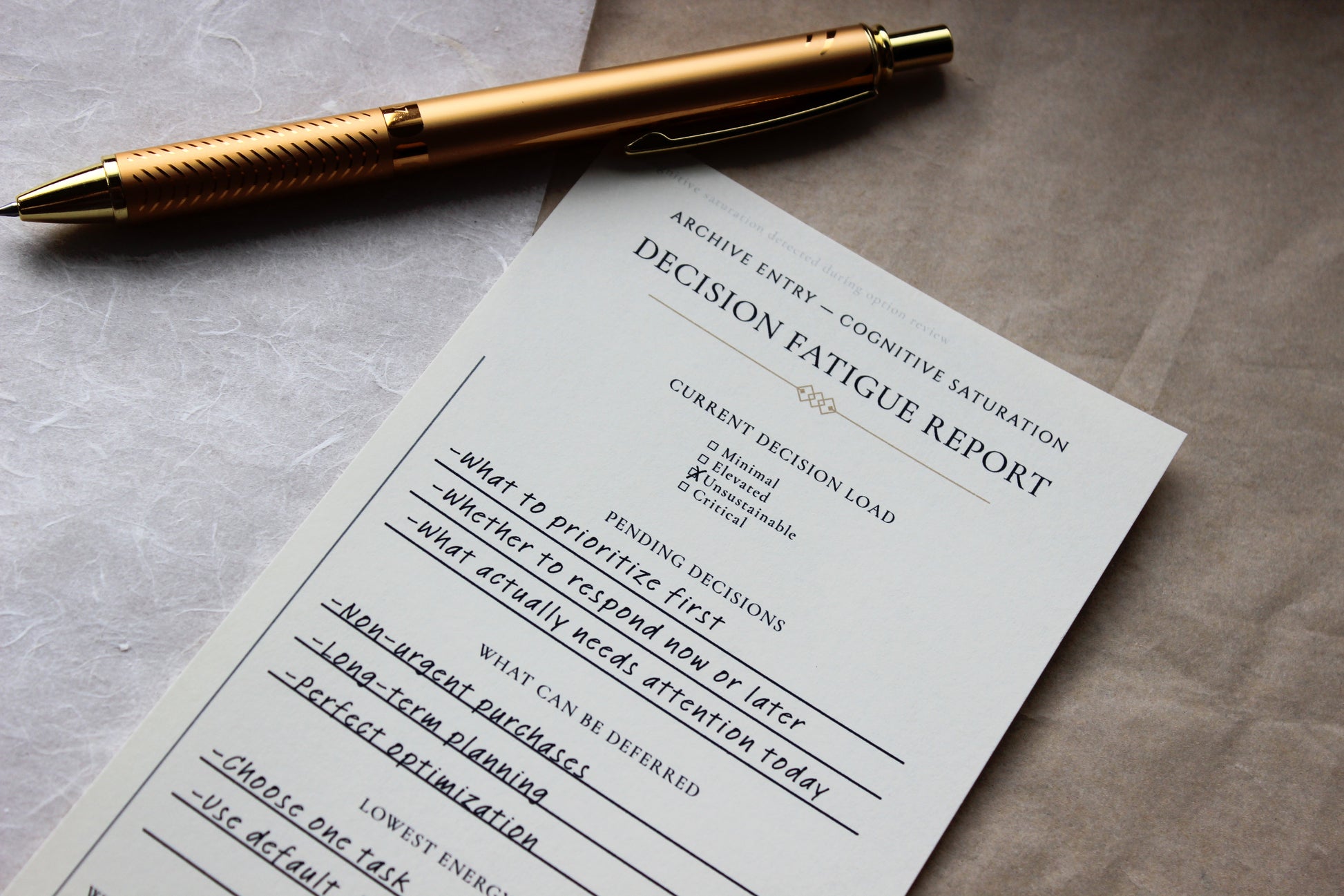 Decision Fatigue Report Notepad archive-inspired notepad by Crystal Manuscript