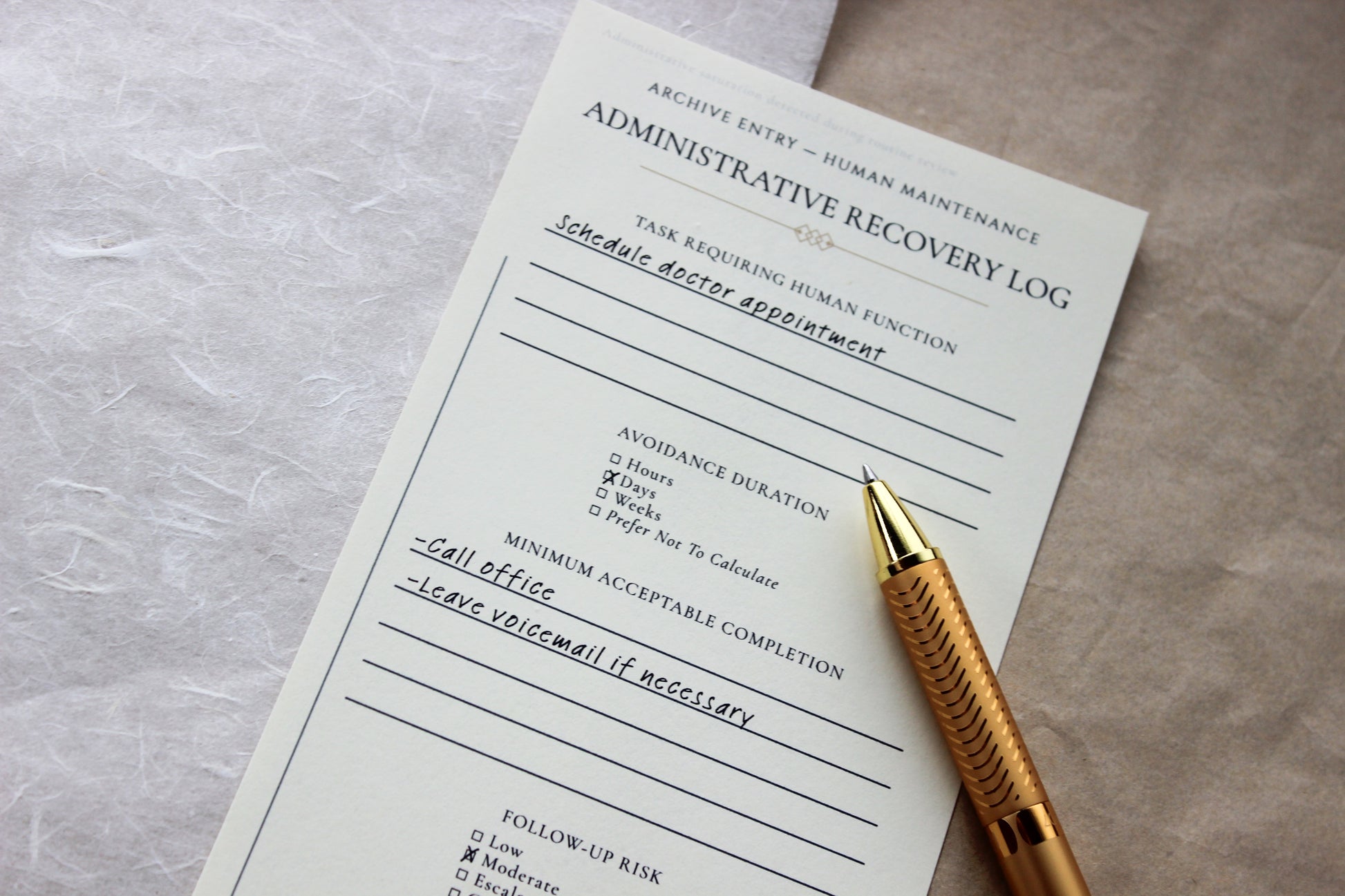 Administrative Recovery Log Notepad archive-inspired notepad by Crystal Manuscript
