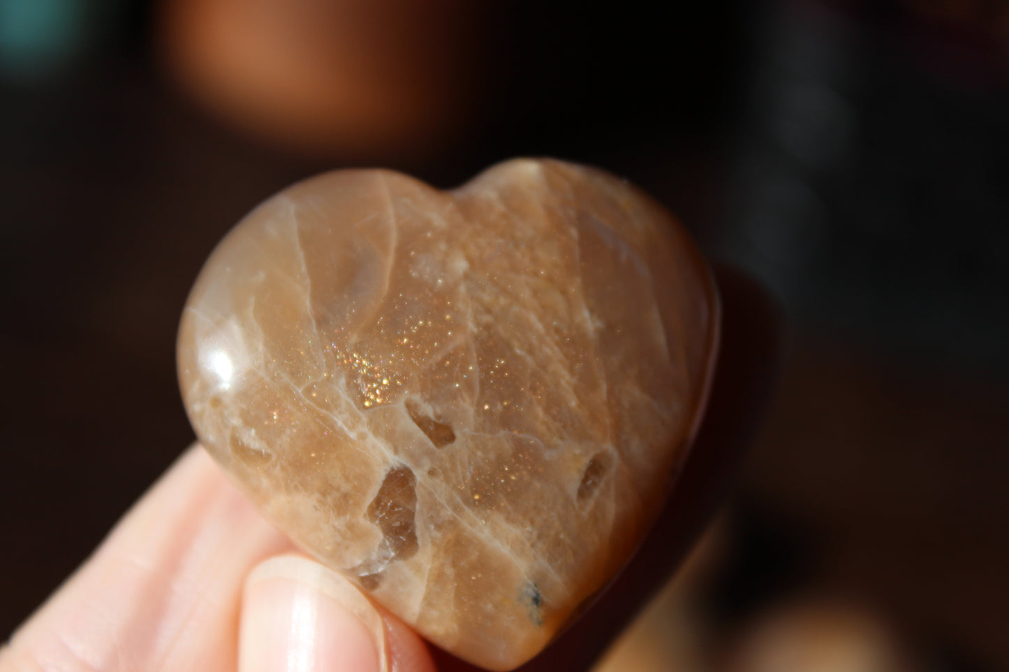 Peach Moonstone Heart