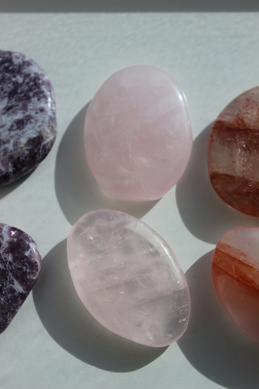 Rose Quartz Flat Palm Stone