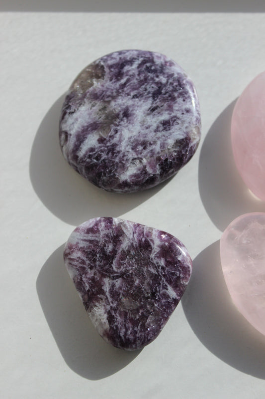 Lepidolite Flat Palm Stone