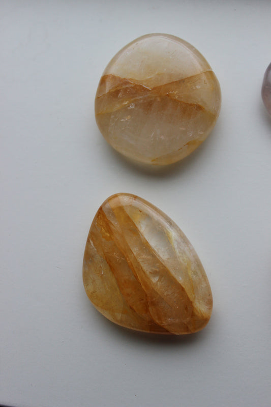 Golden Healer Quartz Flat Palm Stone