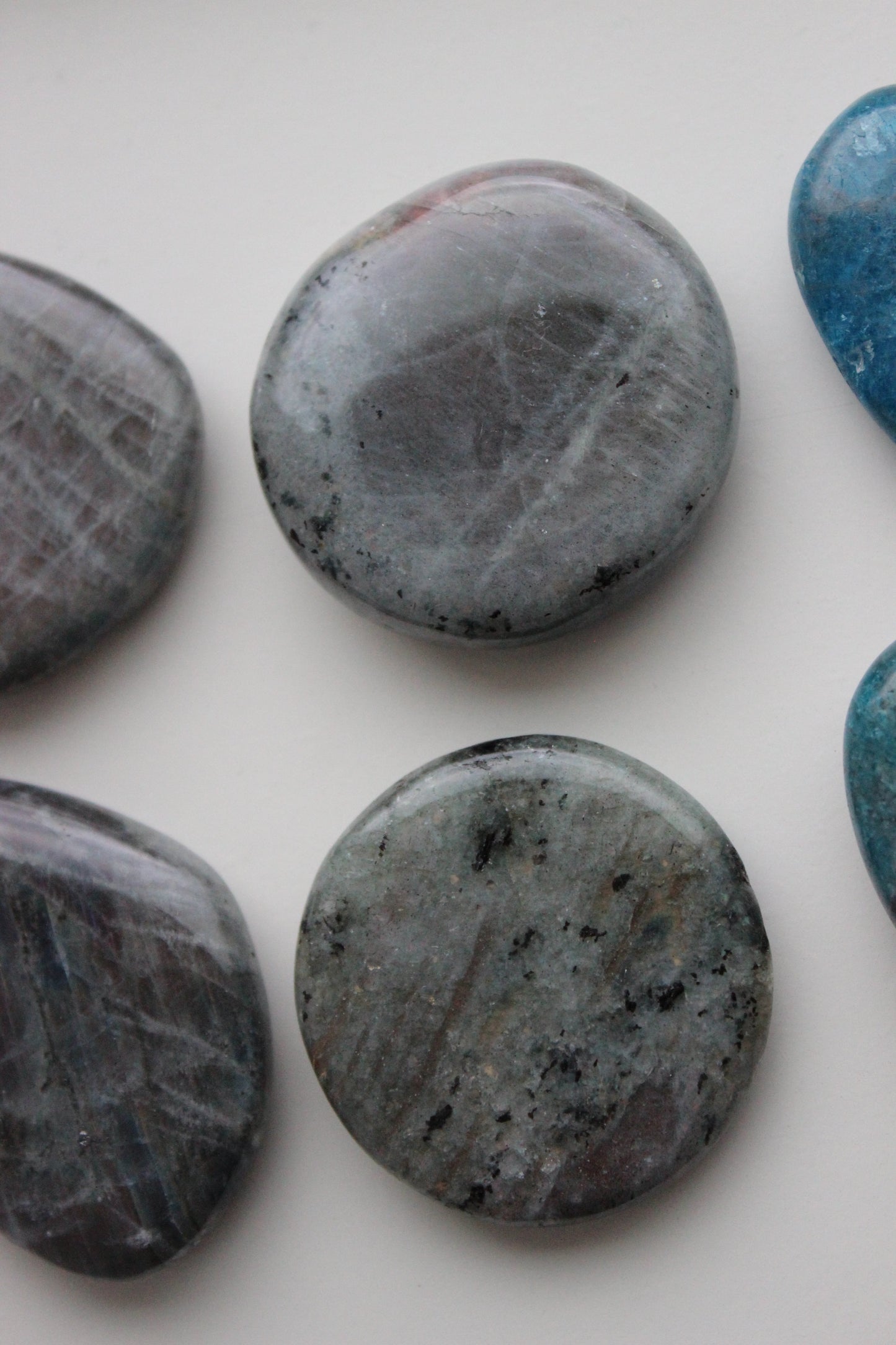 Round Labradorite Flat Palm Stone