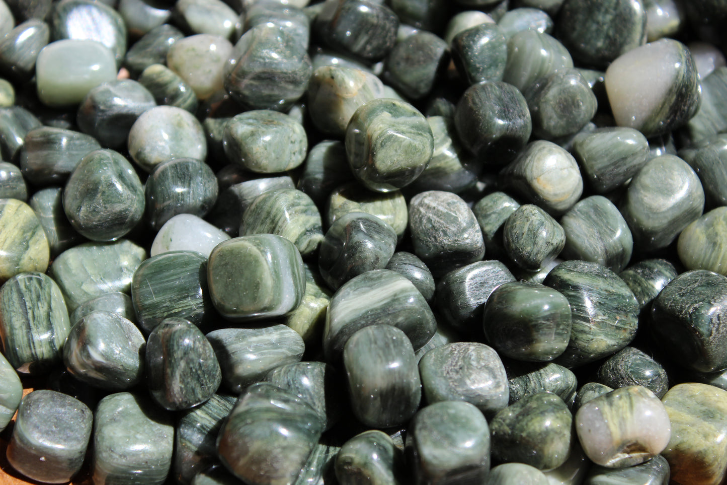 Green Hair Jasper Tumbled Mini Stones
