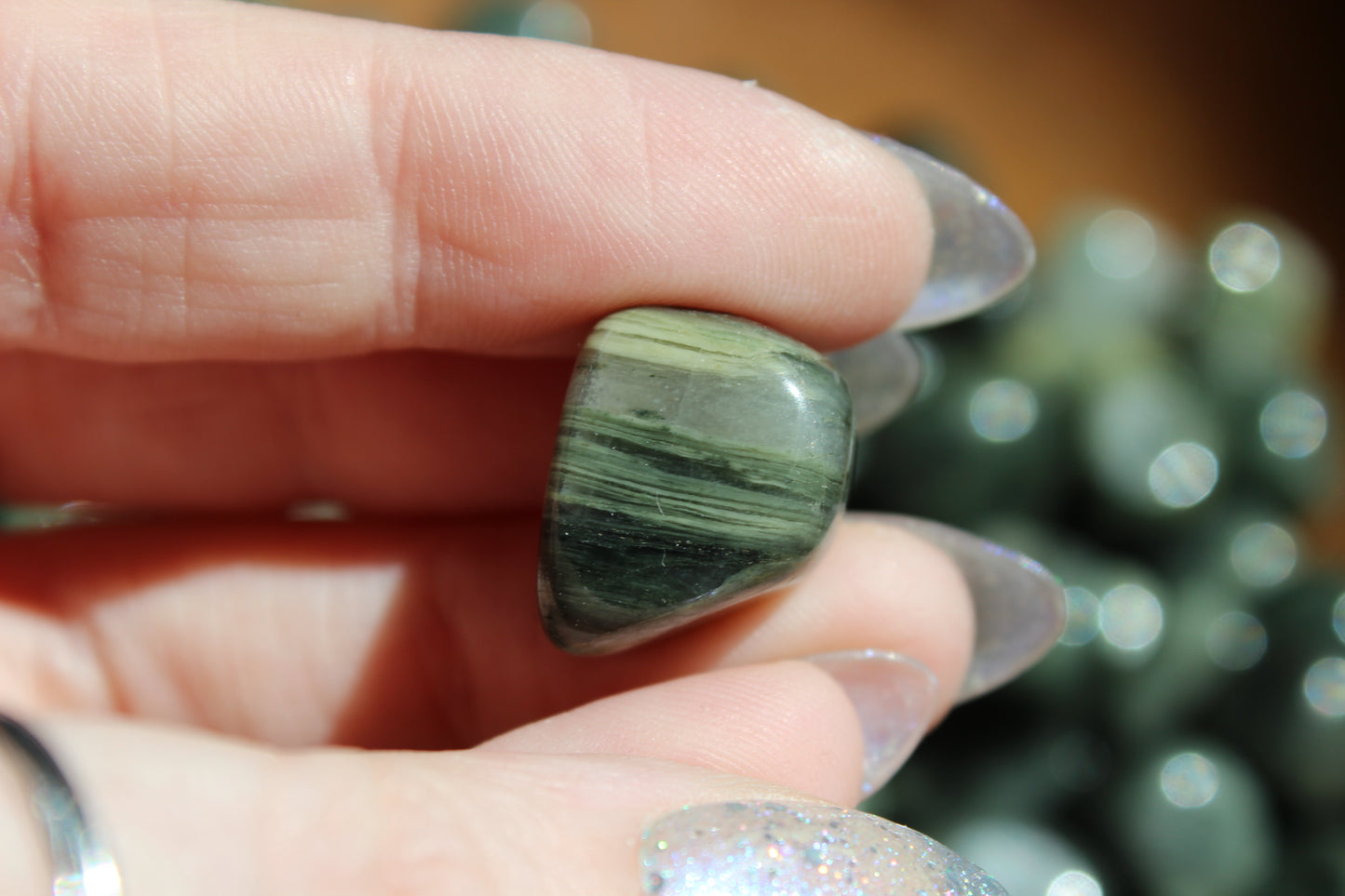 Green Hair Jasper Tumbled Mini Stones