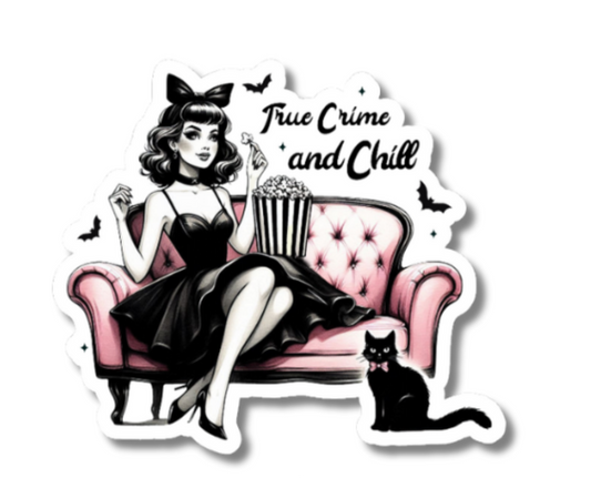 Witchy True Crime and Chill Vinyl Sticker