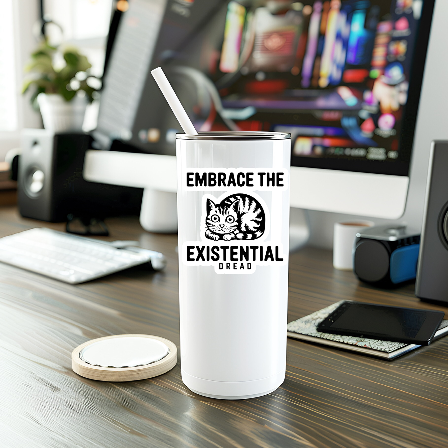 Funny Embrace The Existential Dread Vinyl Sticker